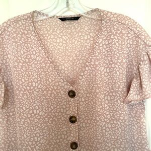 Shein Womens Print Short Flutter Sleeves Peplum Top Shirt Blouse Size M